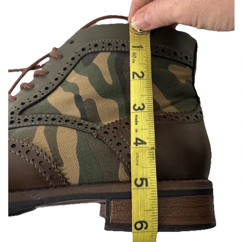 Tommy Hilfiger Mens Wingtip Camo‎ Ankle Boots Ruzman 2 Size 9 Brown